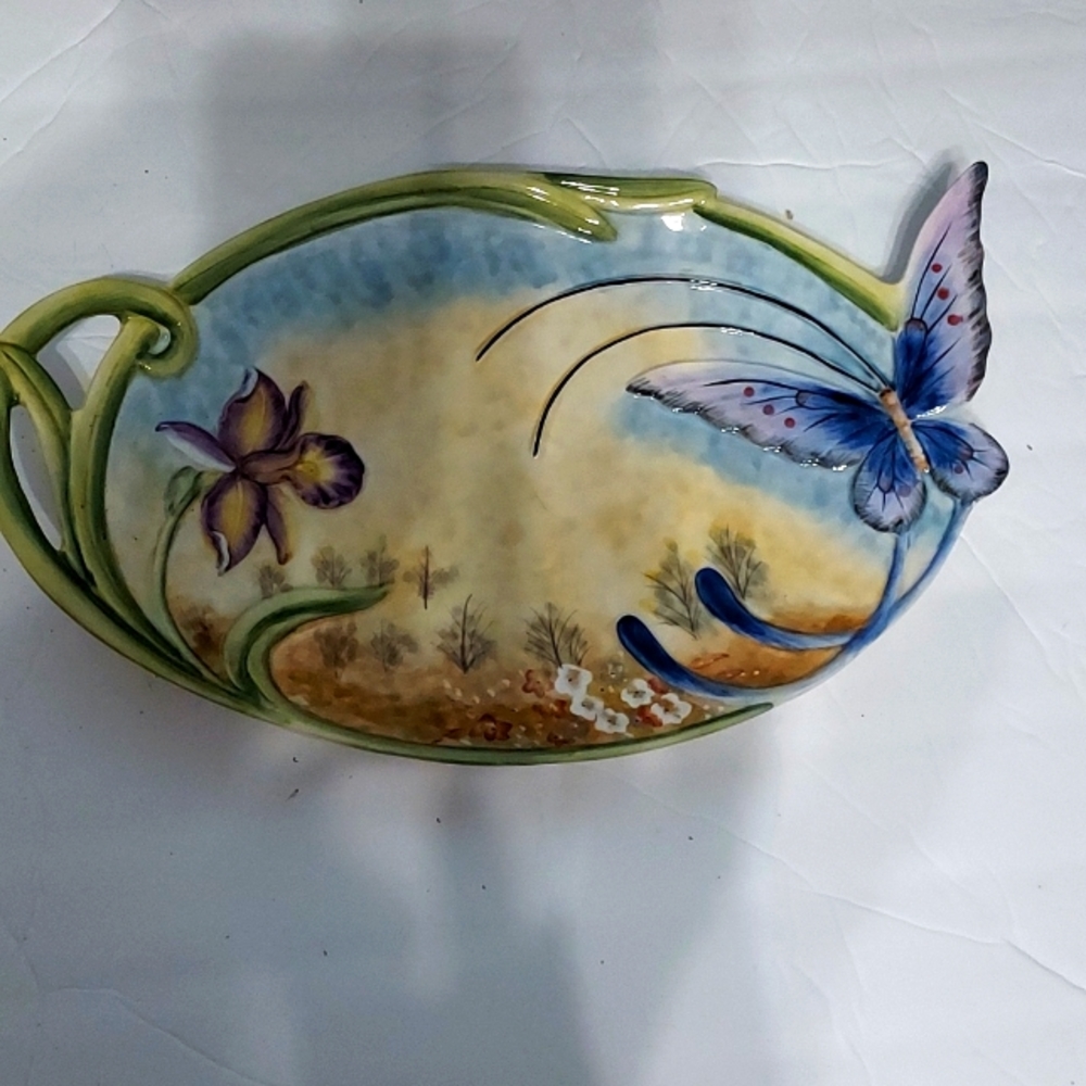 Domestication Butterfly&Daffodil Serving Platter 8 inch Hx 12 inch W Multicolor